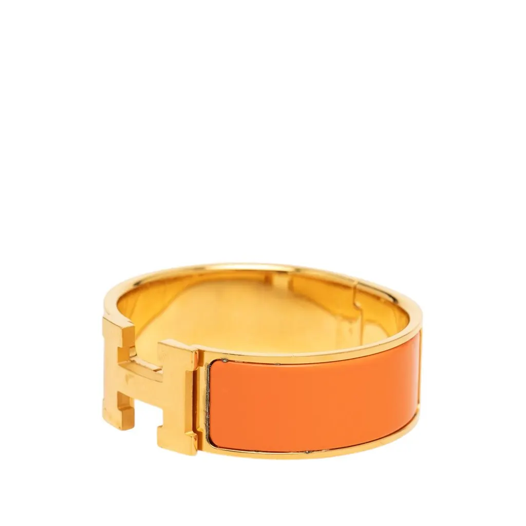 Hermès Wide Enamel Clic Clac H Bracelet GM Orange Very good - Back View