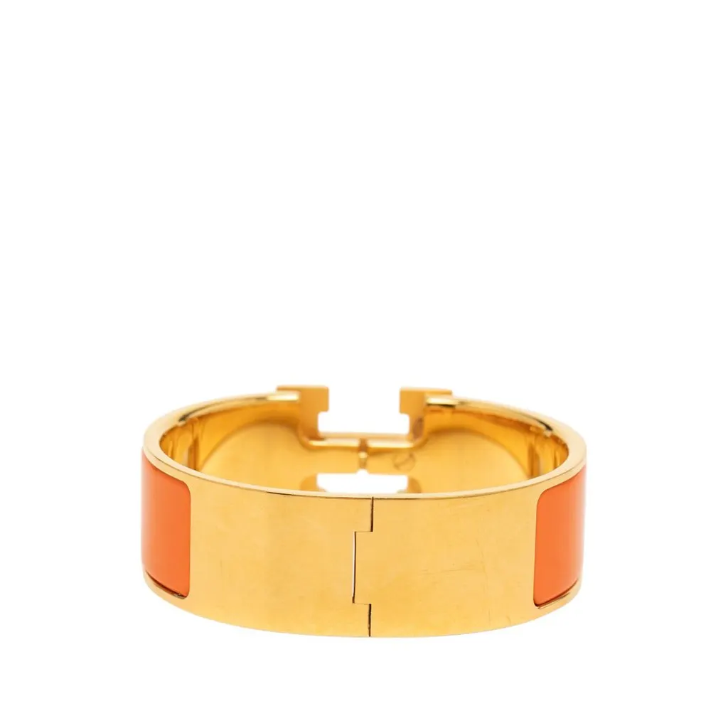 Hermès Wide Enamel Clic Clac H Bracelet GM Orange Very good - Inside View