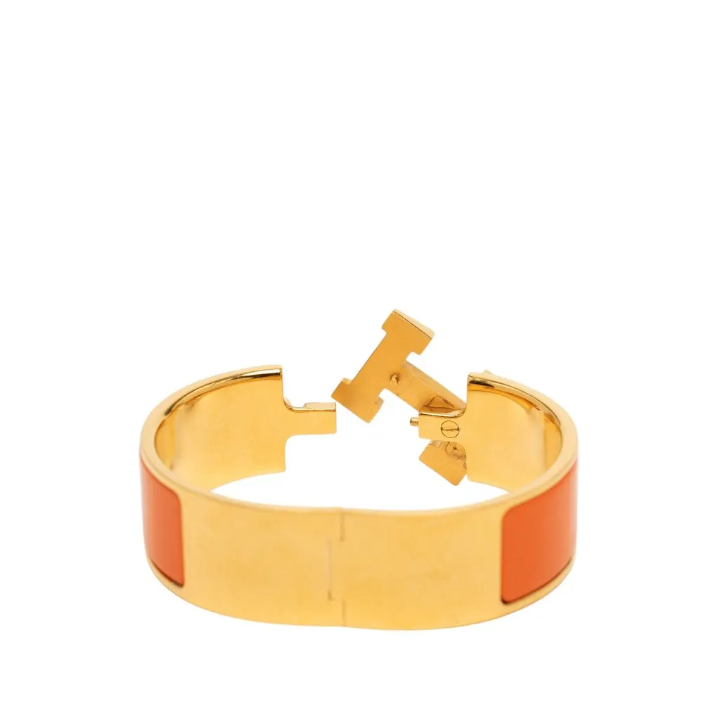 Hermès Wide Enamel Clic Clac H Bracelet GM Orange Very good - Model View