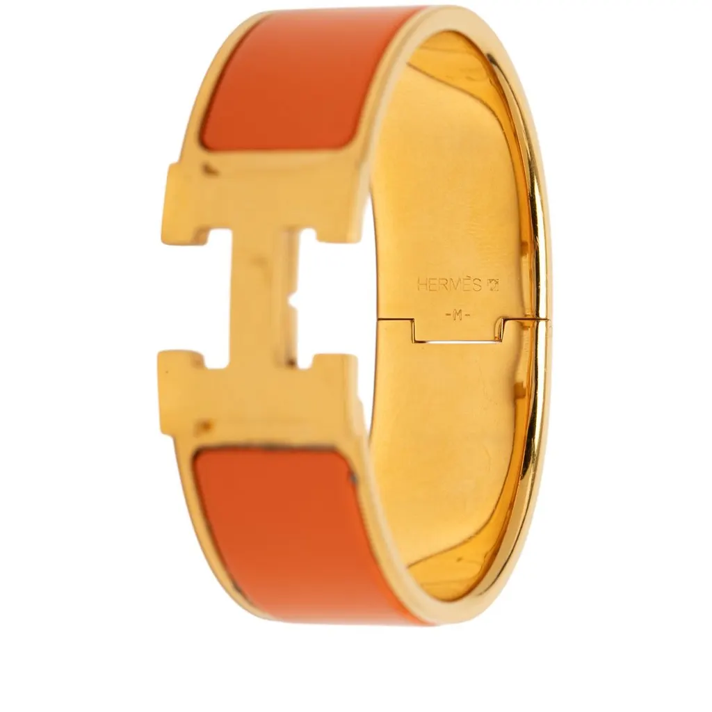 Hermès Wide Enamel Clic Clac H Bracelet GM Orange Very good - Box View