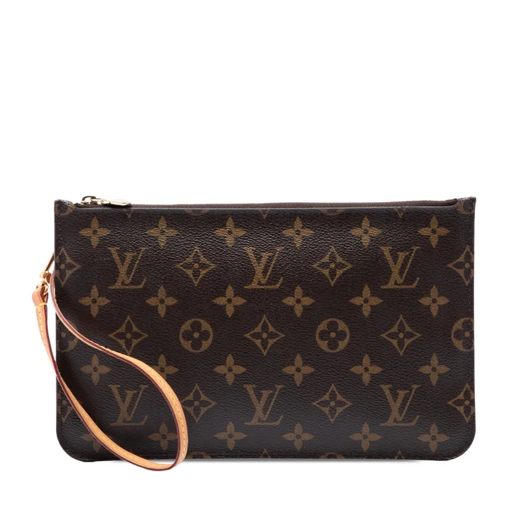 Louis Vuitton Monogram Neverfull MM Pouch Brown Canvas Very good - Front View