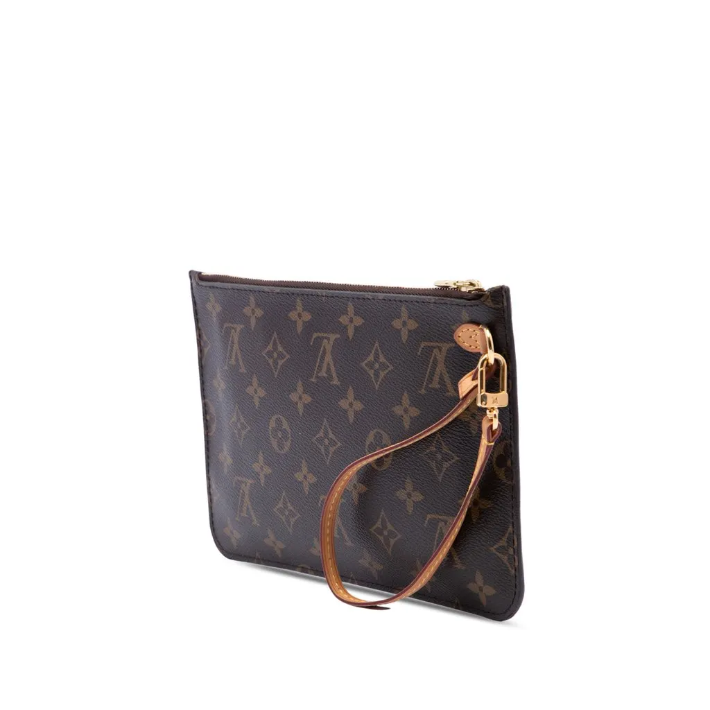 Louis Vuitton Monogram Neverfull MM Pouch Brown Canvas Very good - Back View