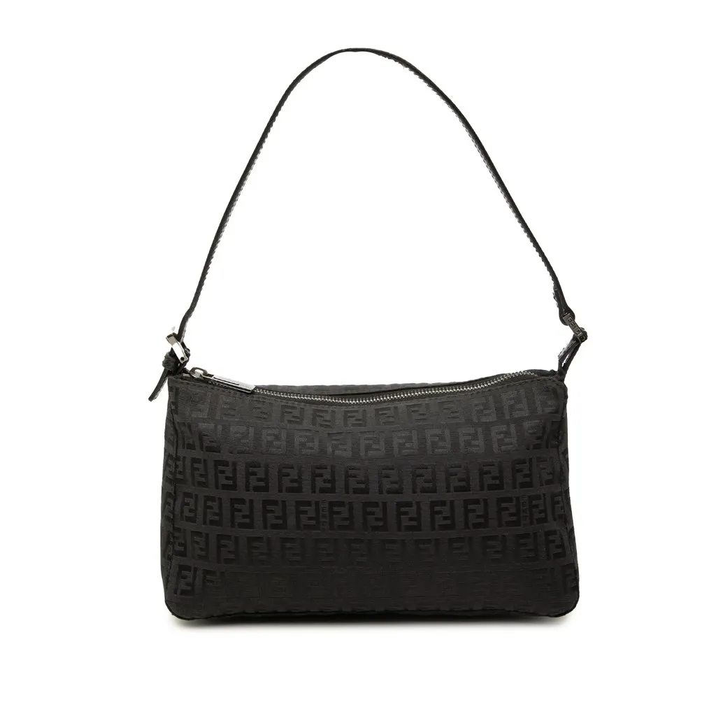 Fendi Zucchino Canvas Pochette Black Very good - Front View