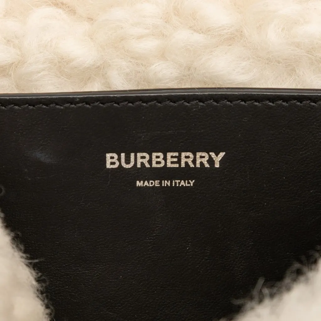 Burberry Small Shearling Trimmed Coated Canvas Lola Crossbody Black Very good - Box View