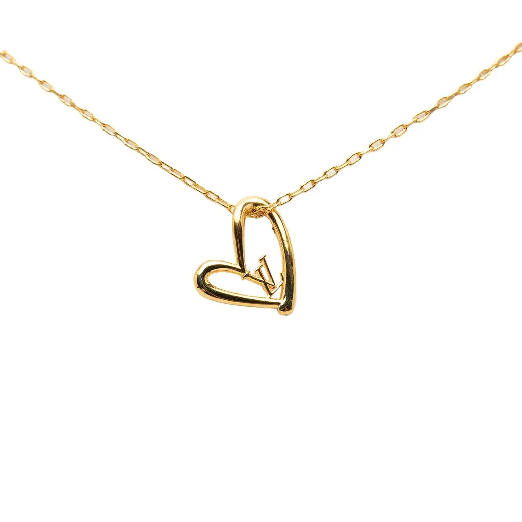 Louis Vuitton Gold Plated Collier Fall in Love Pendant Necklace Gold Metal Very good - Front View