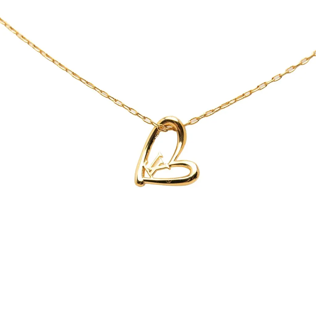 Louis Vuitton Gold Plated Collier Fall in Love Pendant Necklace Gold Metal Very good - Back View