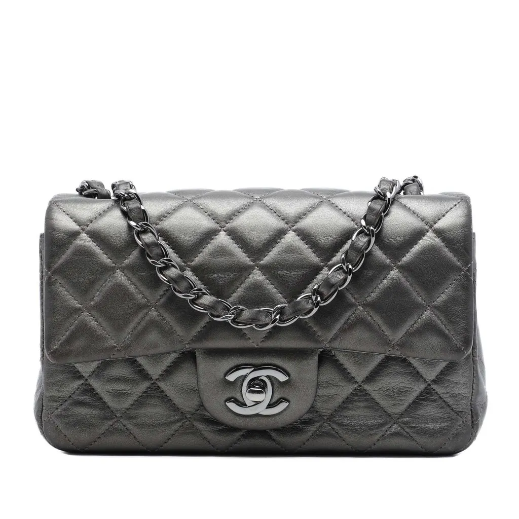 Chanel Mini Rectangular Classic Metallic Lambskin Single Flap MultiColor Leather Very good - Front View