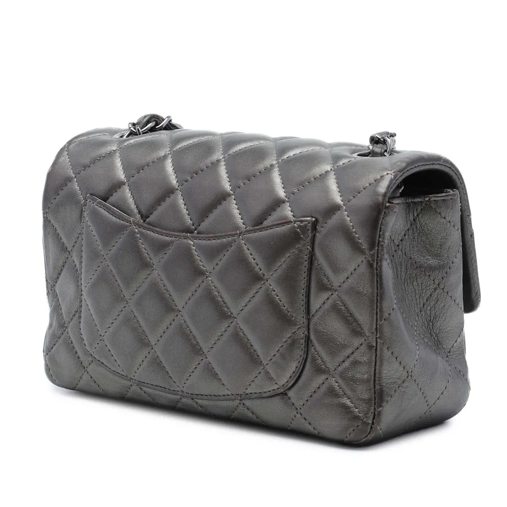 Chanel Mini Rectangular Classic Metallic Lambskin Single Flap MultiColor Leather Very good - Back View