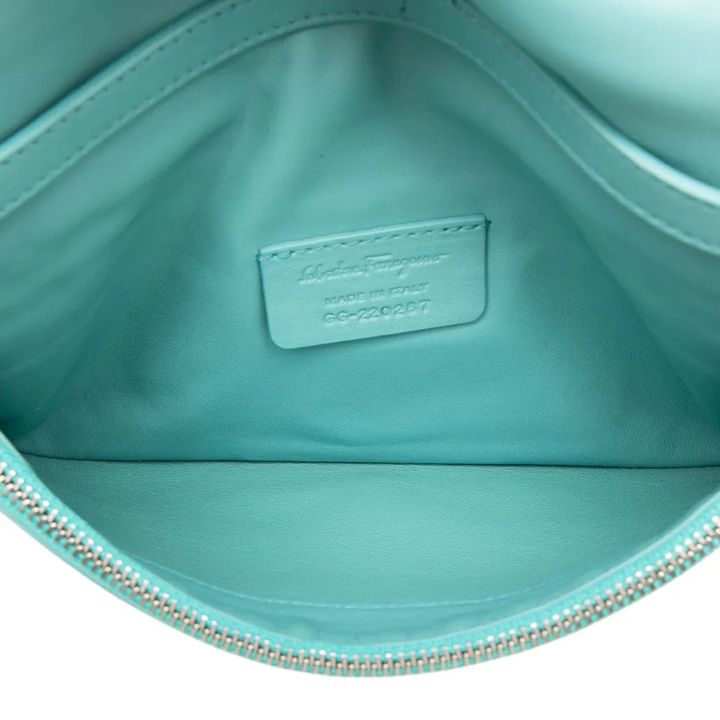Salvatore Ferragamo Mini Padded Leather Viva Bow Crossbody Blue Leather Very good - Model View