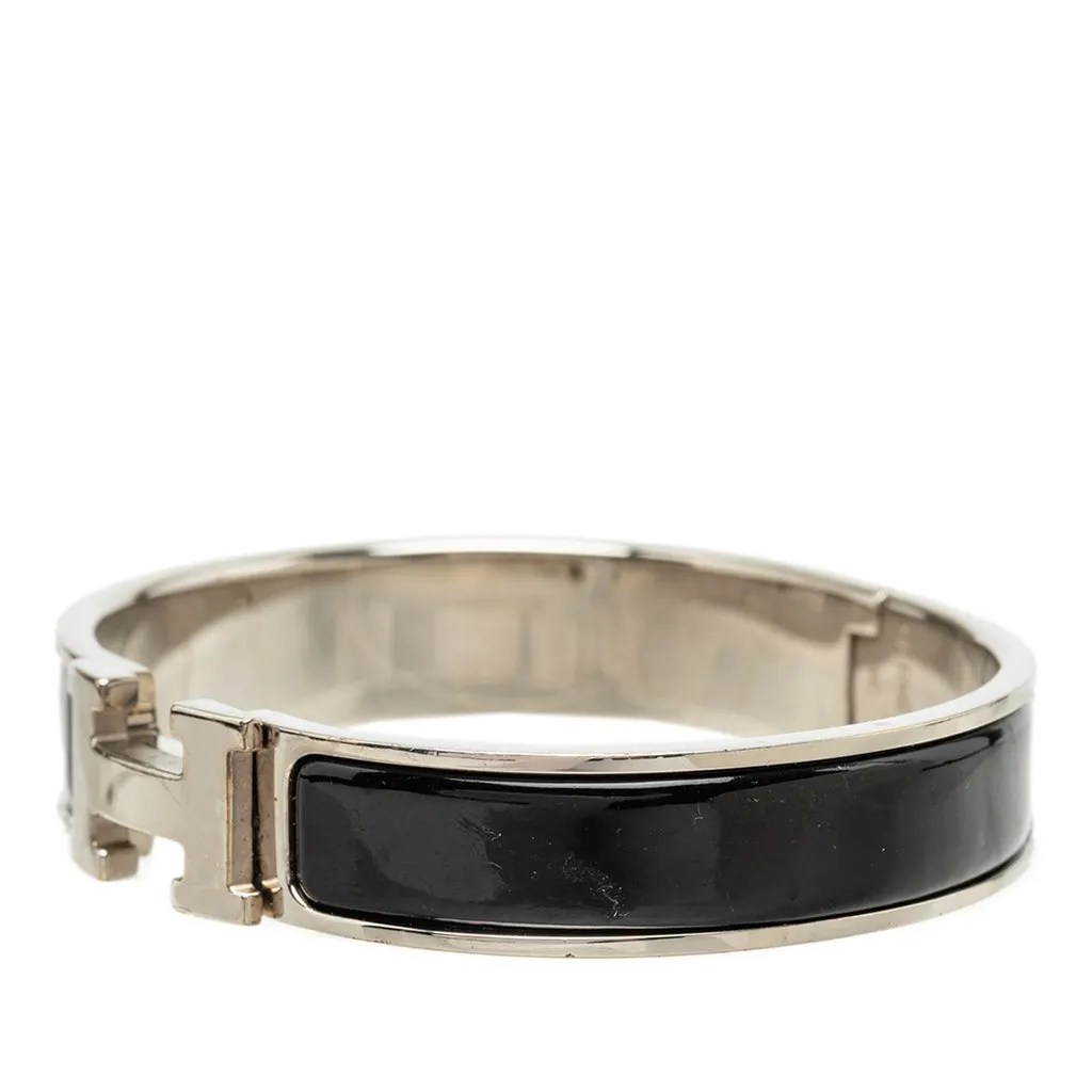 Hermès Narrow Enamel Clic H Bracelet PM Black Enamel Very good - Back View