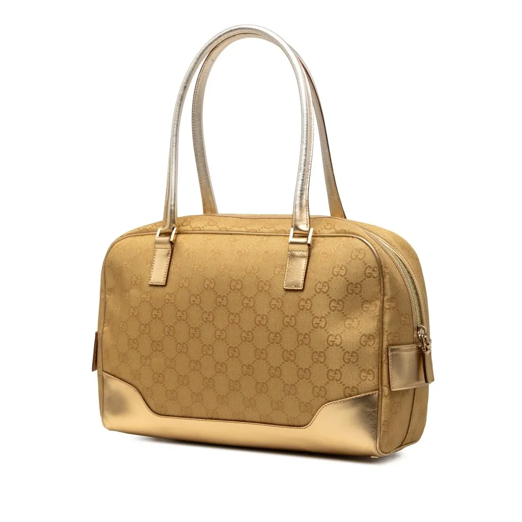 Gucci GG Canvas Handbag Gold Good - Back View