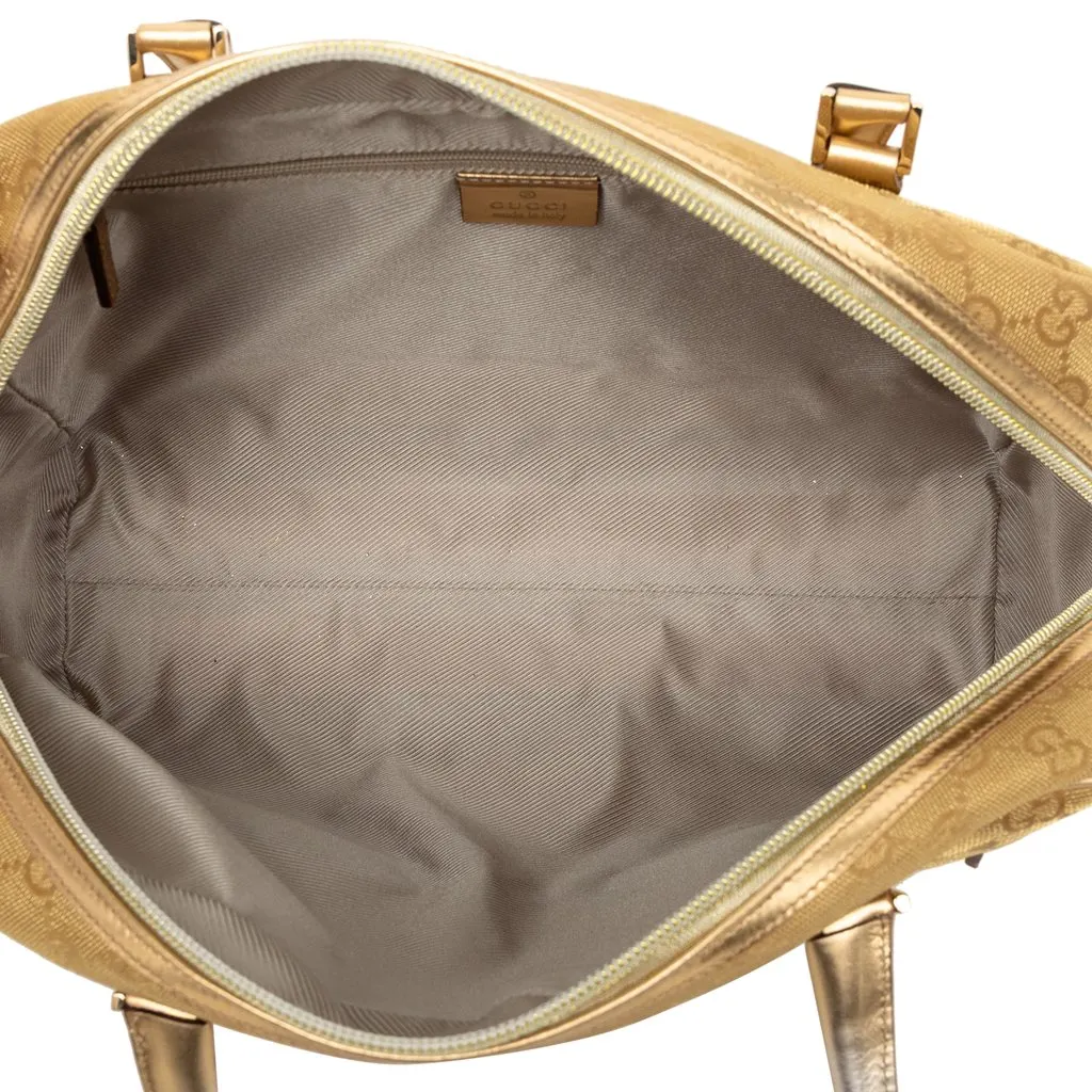 Gucci GG Canvas Handbag Gold Good - Model View