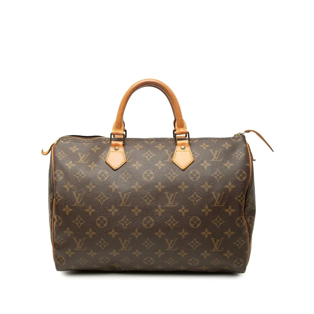 Louis Vuitton Monogram Speedy 35 Brown Canvas Good - Front View