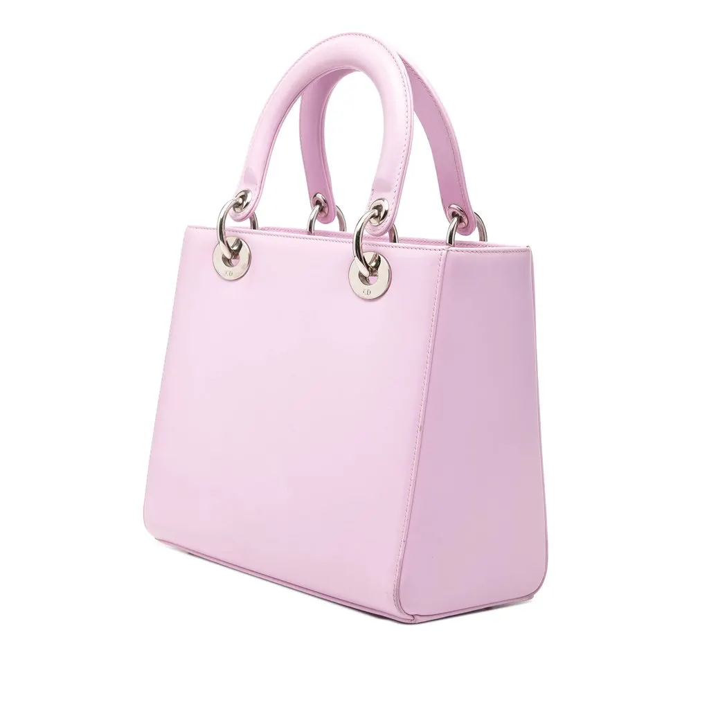 Dior Medium Calfskin Pockets Lady Dior Pink Leather Very good - Back View