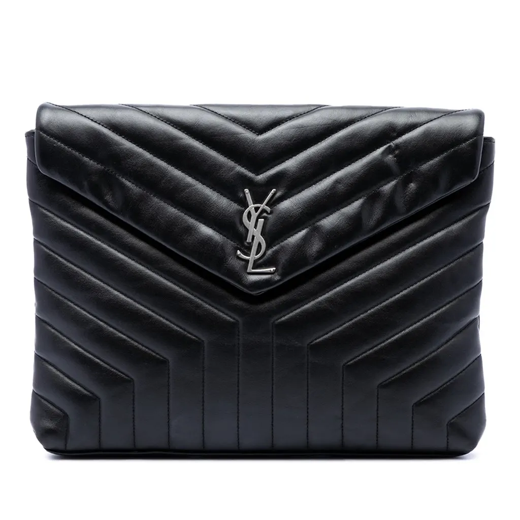 Saint Laurent Matelasse Calfskin Monogram LouLou Document Clutch