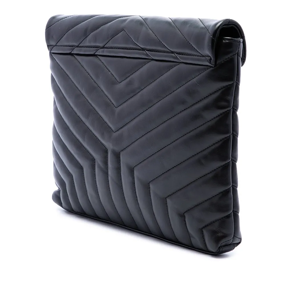 Saint Laurent Matelasse Calfskin Monogram LouLou Document Clutch Black Leather Very good - Back View