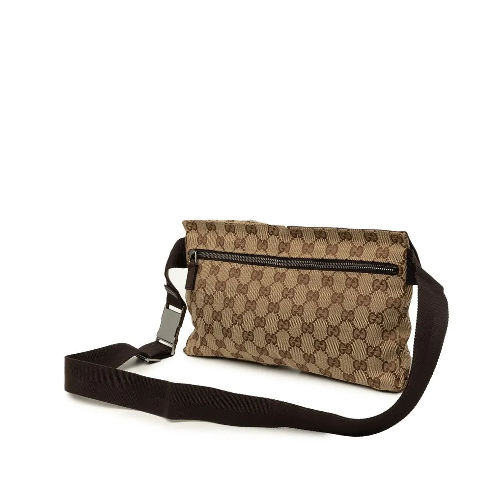 Gucci GG Canvas Double Pocket Belt Bag Beige Very good - Back View