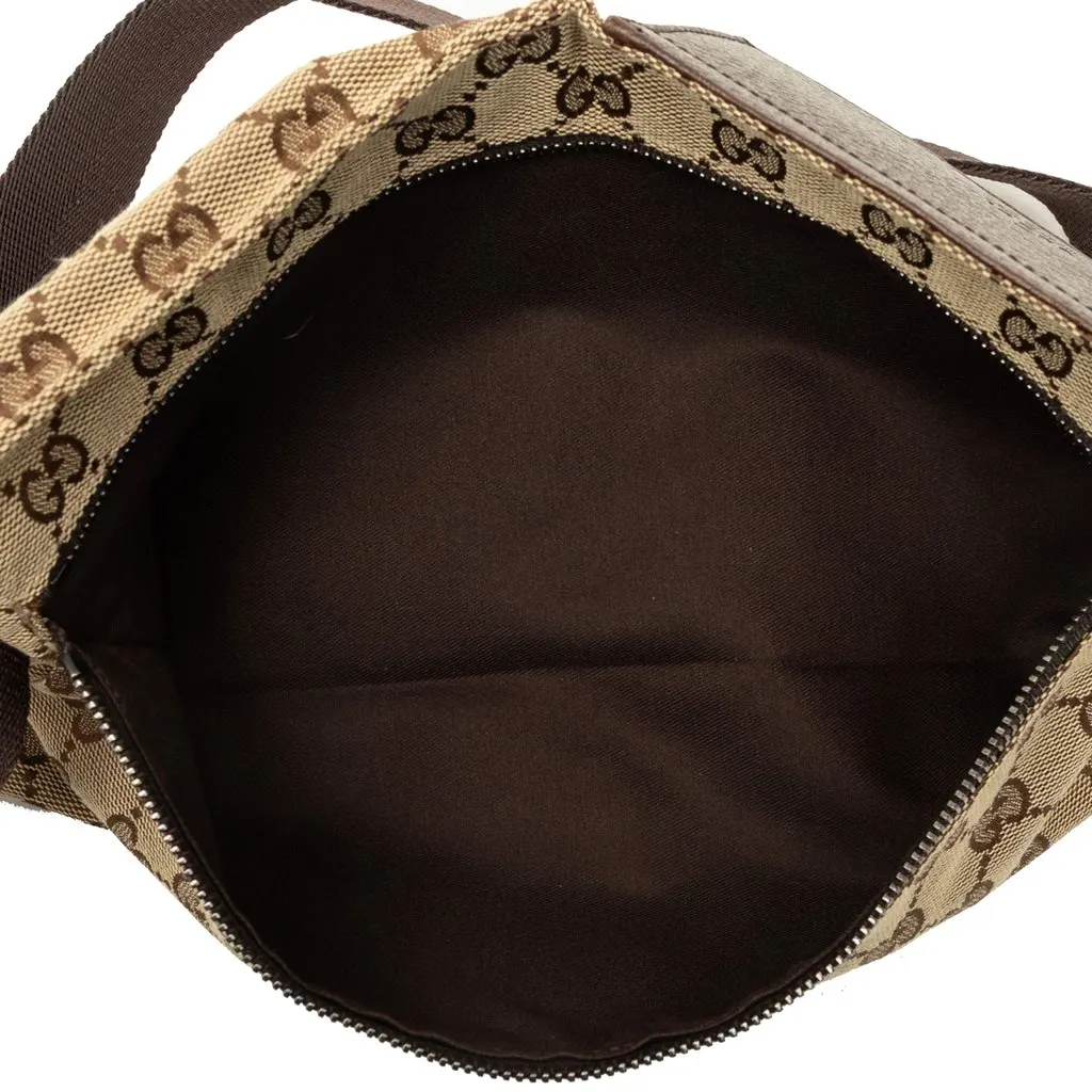 Gucci GG Canvas Double Pocket Belt Bag Beige Very good - Model View