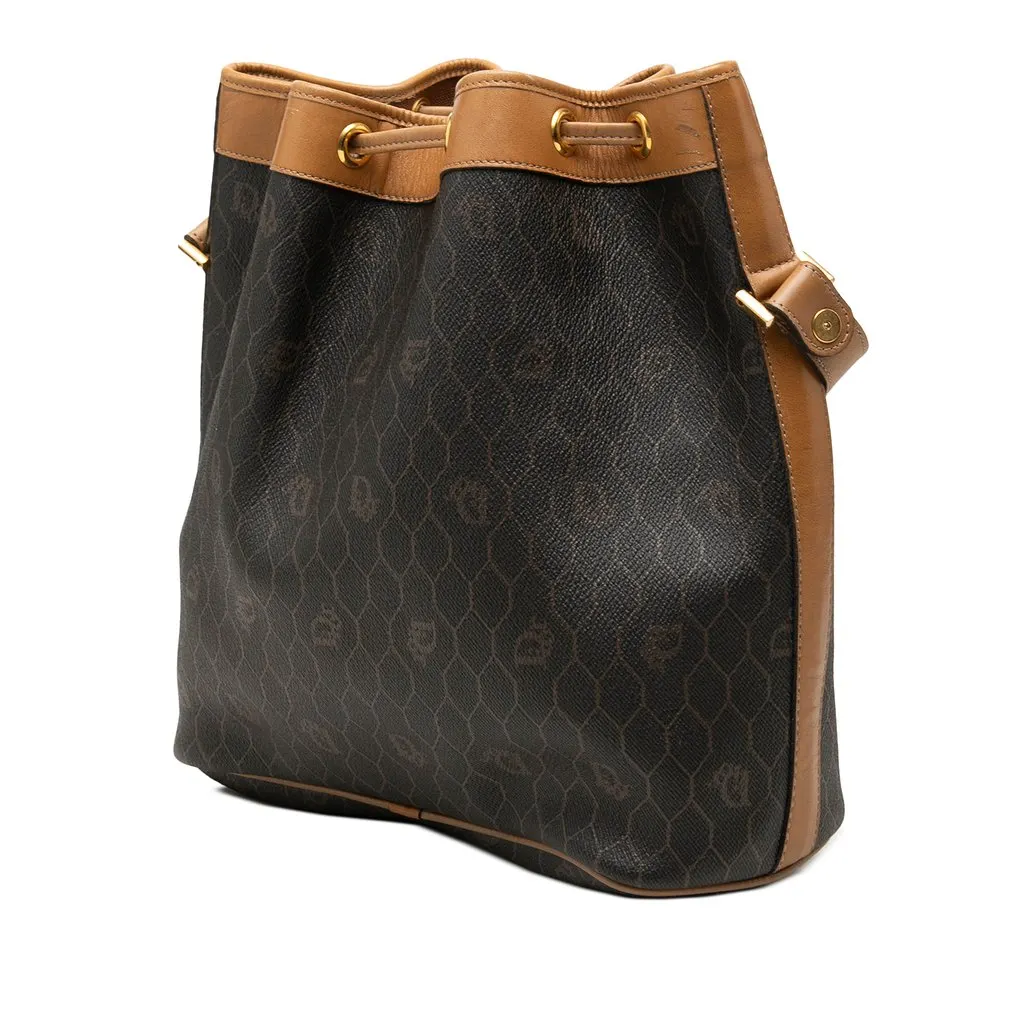 Dior Honeycomb Coated Canvas Drawstring Bucket Bag Black Canvas Good - Back View