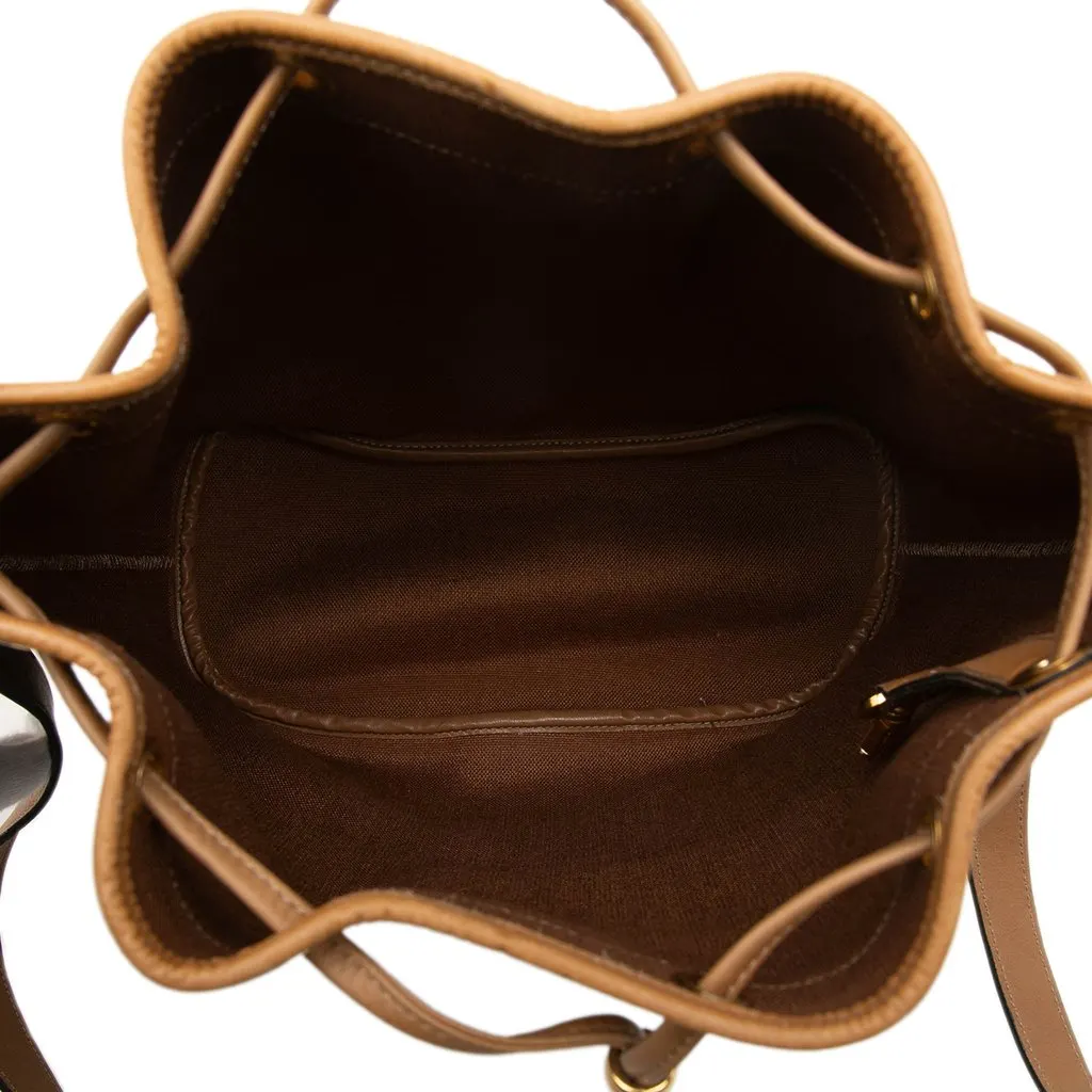 Dior Honeycomb Coated Canvas Drawstring Bucket Bag Black Canvas Good - Model View