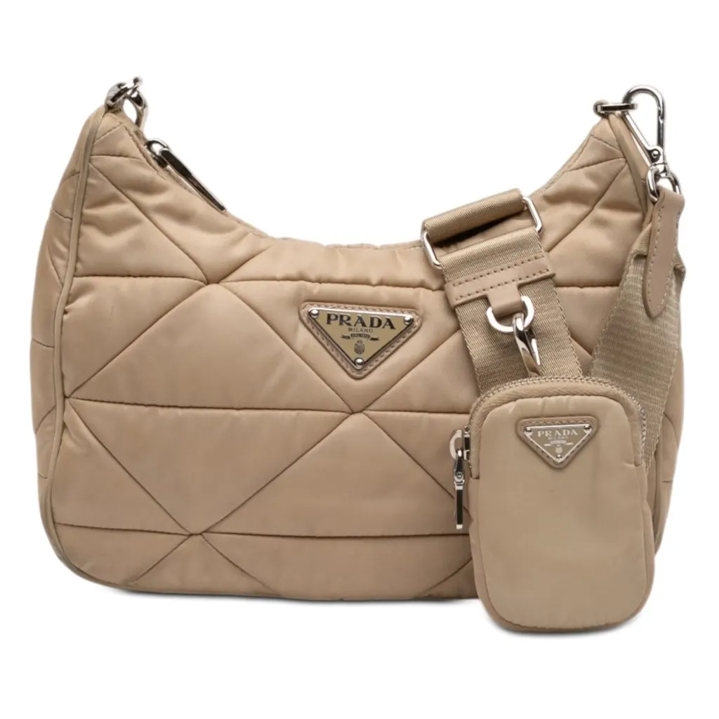 Prada Quilted Re Nylon Padded Re Edition 2005 Crossbody Beige Very good - Front View