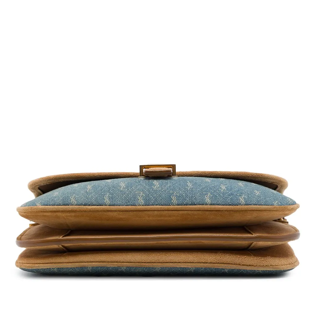 Saint Laurent Le Monogramme Suede Trimmed Denim Crossbody Blue Denim Very good - Inside View