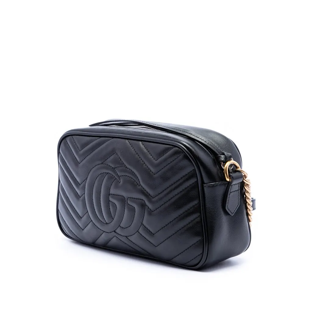 Gucci Small GG Marmont Matelasse Calfskin Crossbody Black Leather Very good - Back View