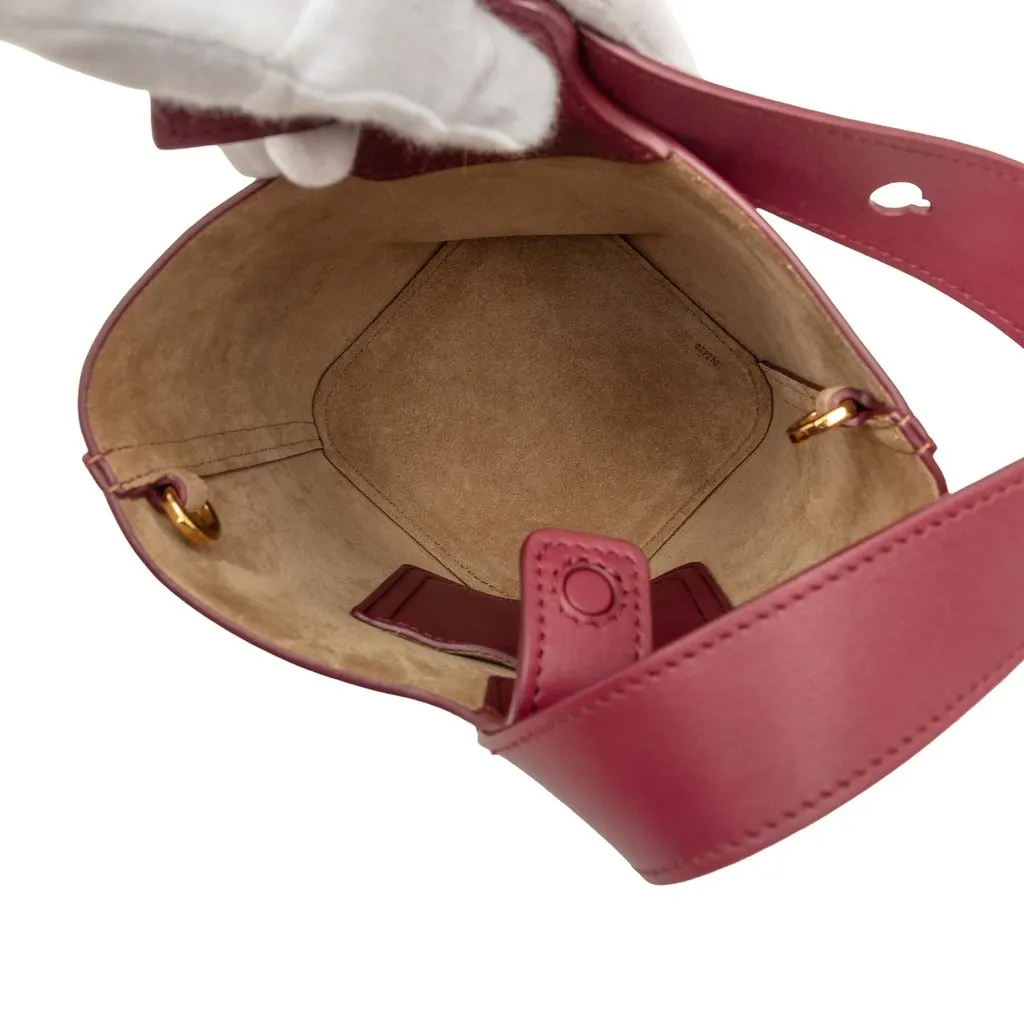 LOEWE Mini Calfskin Pebble Bucket Bag Red Leather Very good - Model View