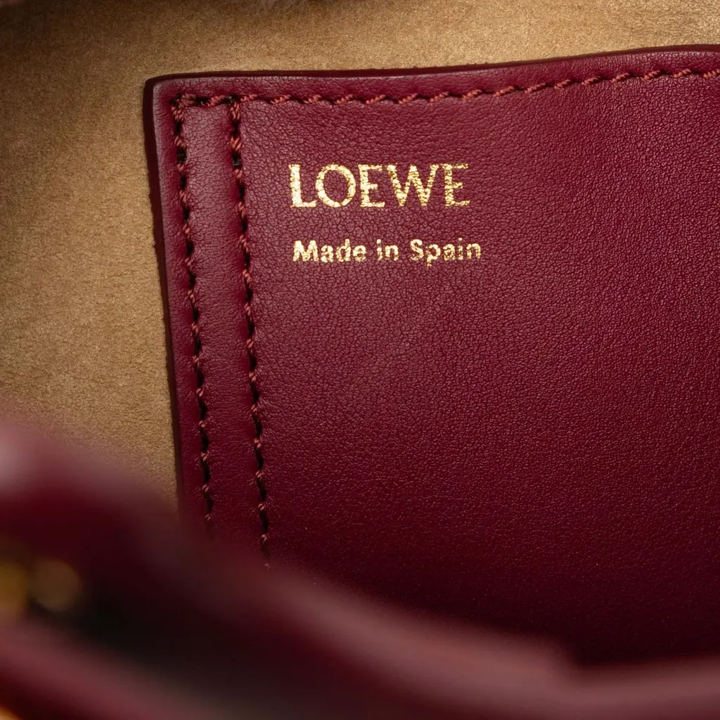 LOEWE Mini Calfskin Pebble Bucket Bag Red Leather Very good - Box View