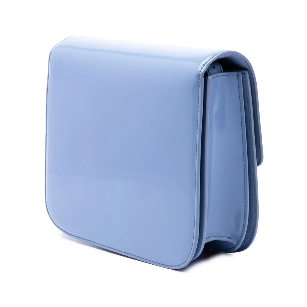 Celine Medium Shiny Calfskin Classic Box Blue Leather Very good - Back View