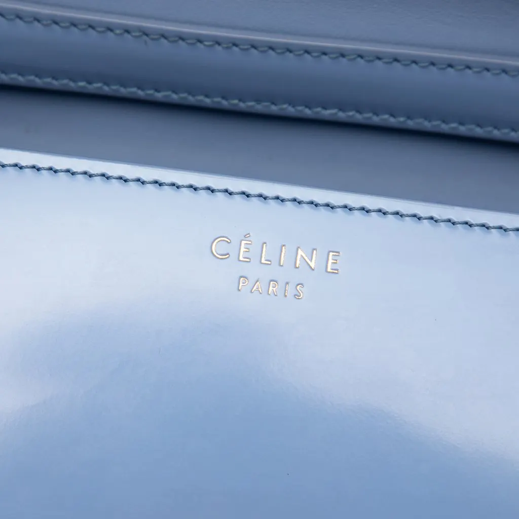 Celine Medium Shiny Calfskin Classic Box Blue Leather Very good - Box View
