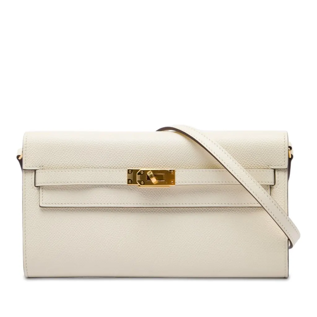 Hermès Epsom Kelly To Go Wallet White Leather Very good - Front View