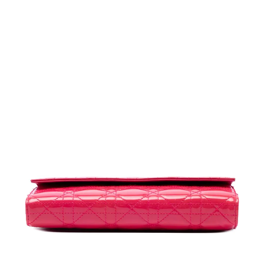 Dior Patent Cannage Lady Dior Wallet On Chain Pink Leather Very good - Inside View