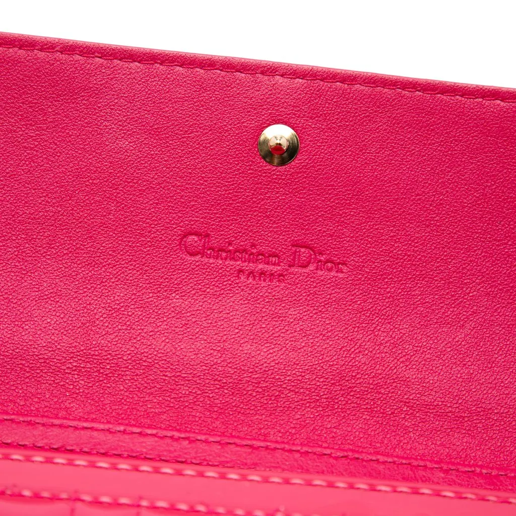 Dior Patent Cannage Lady Dior Wallet On Chain Pink Leather Very good - Box View