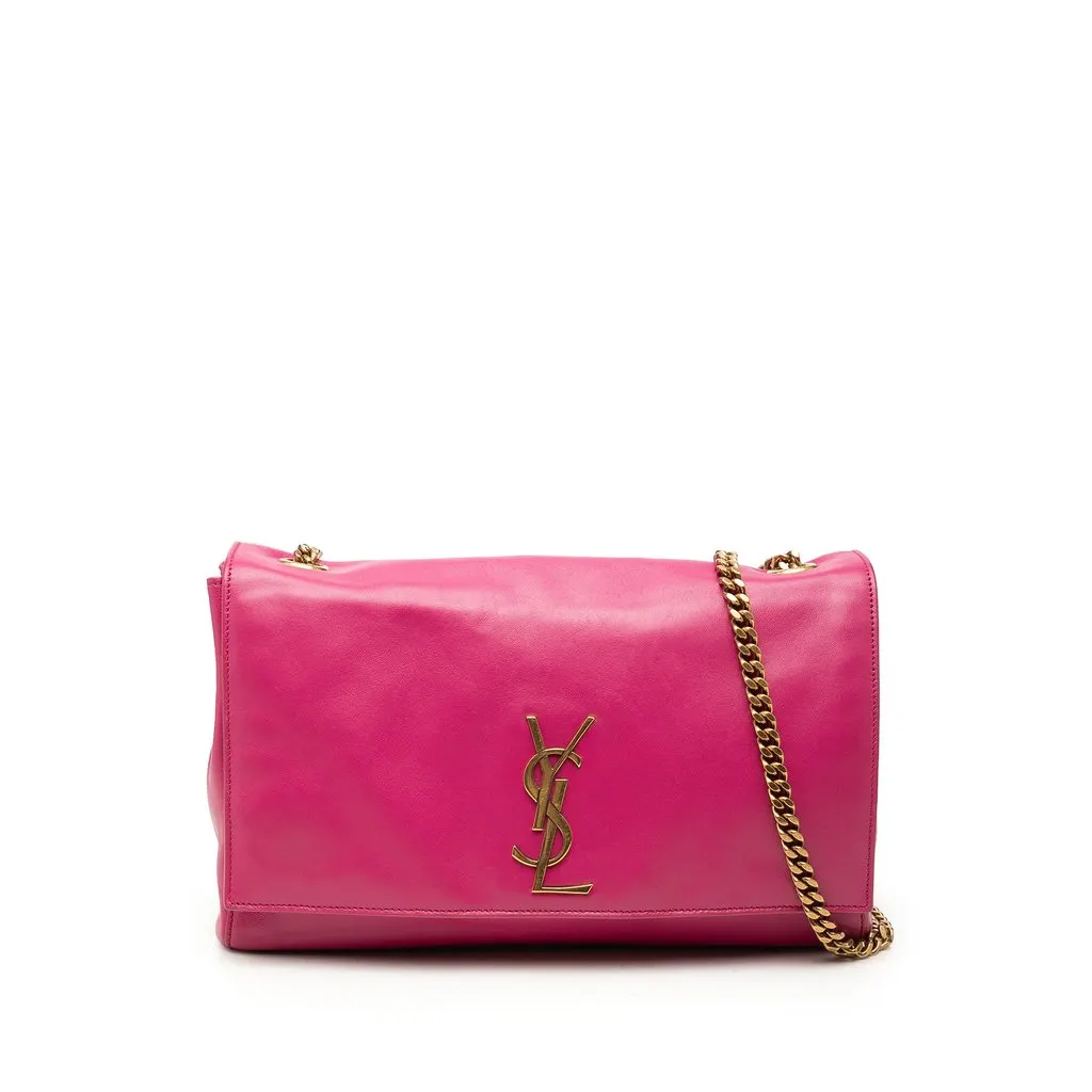 Saint Laurent Medium Smooth Calfskin and Suede Reversible Kate Crossbody Pink Leather Very good - Front View