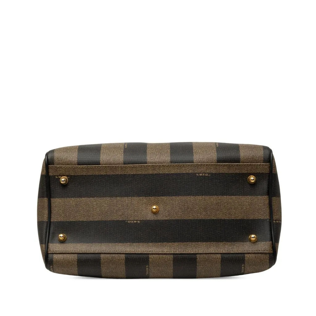 Fendi Pequin Coated Canvas Boston Bag Brown Canvas Good - Inside View
