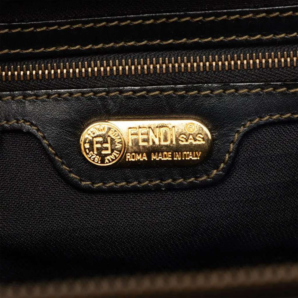 Fendi Pequin Coated Canvas Boston Bag Brown Canvas Good - Box View