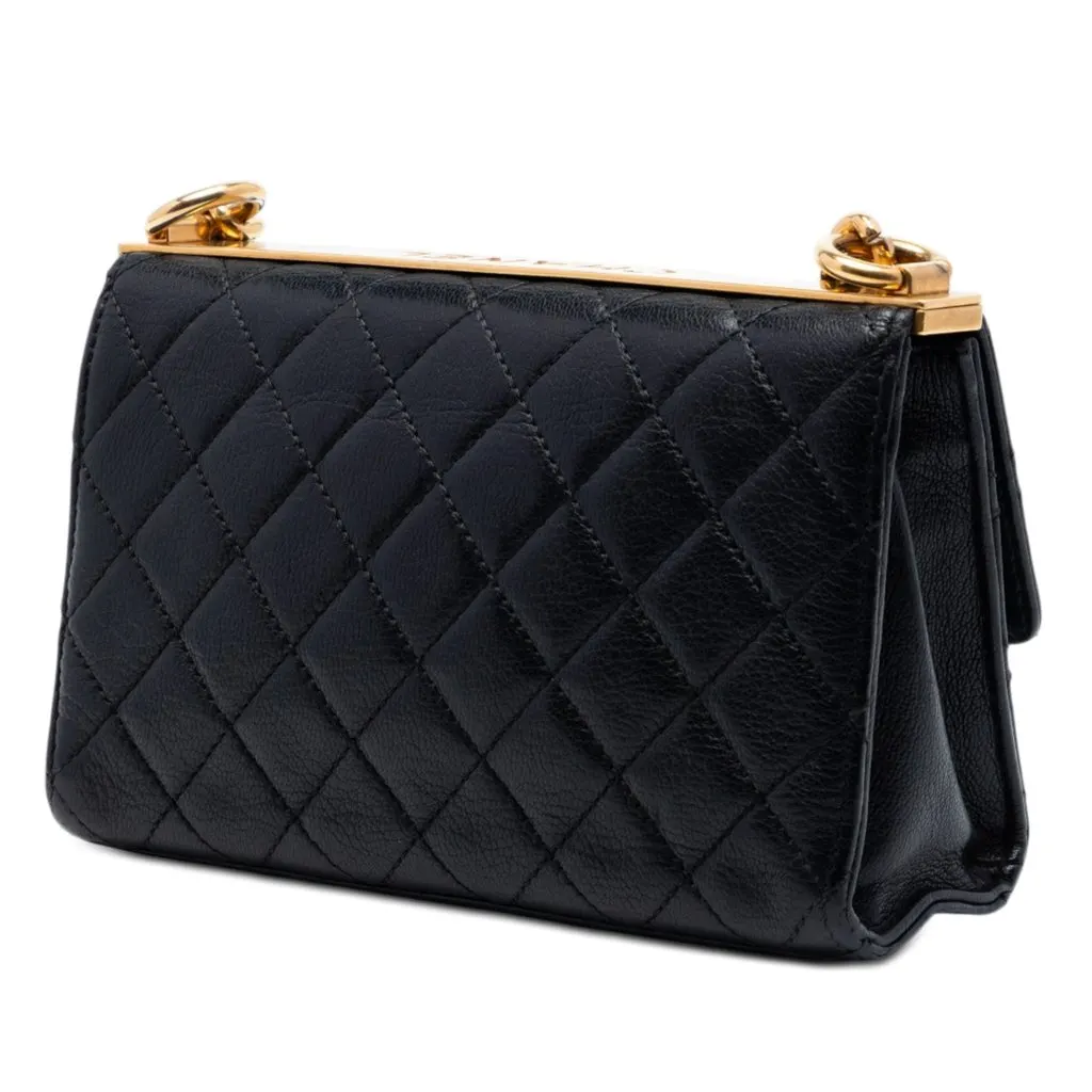 Chanel Mini Quilted Goatskin Reissue 2.55 Rita Flap Black Leather Good - Back View