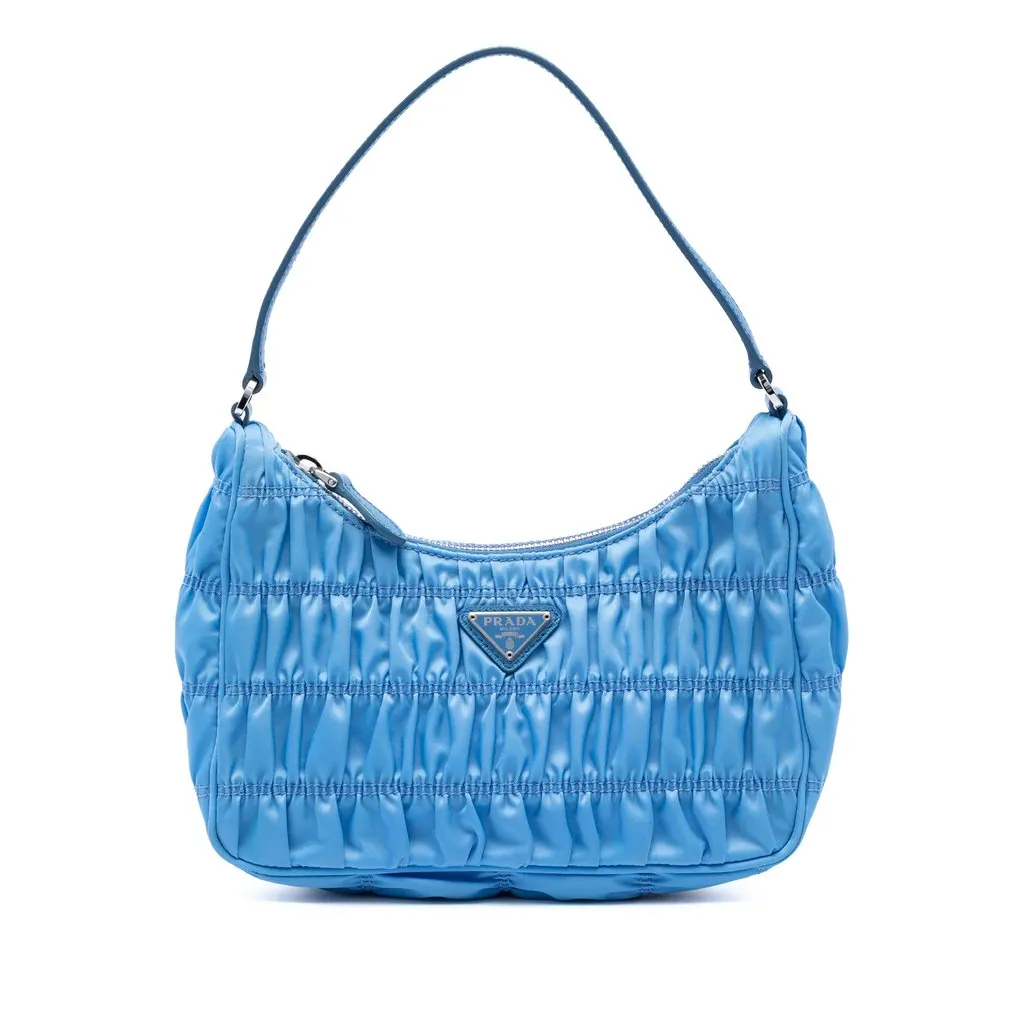 Prada Tessuto Gaufre Re Edition Shoulder Bag Blue Very good - Front View