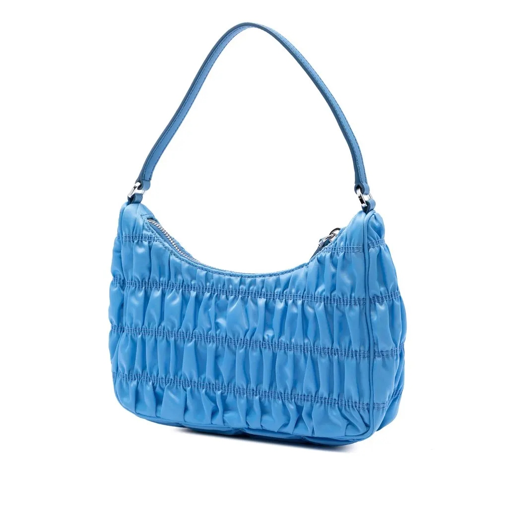 Prada Tessuto Gaufre Re Edition Shoulder Bag Blue Very good - Back View