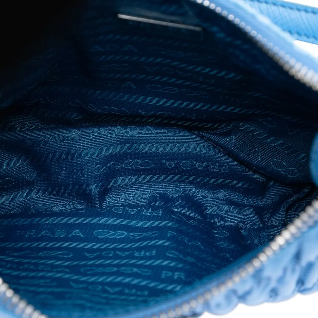 Prada Tessuto Gaufre Re Edition Shoulder Bag Blue Very good - Model View