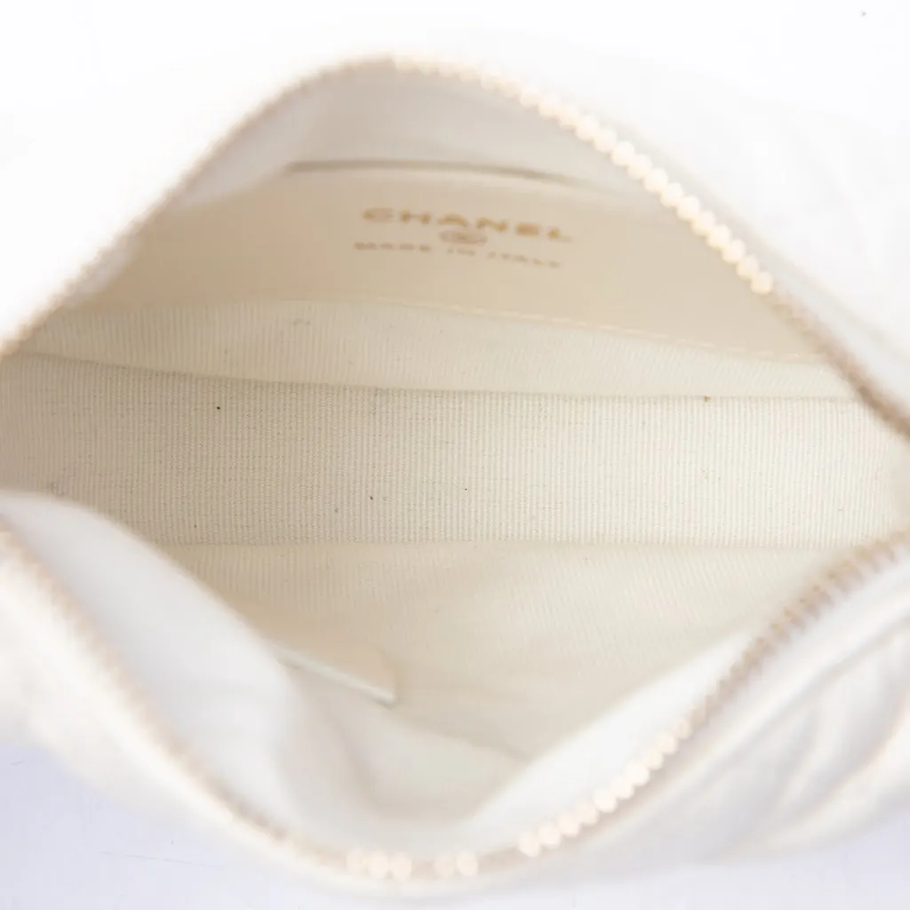 Chanel Mini Quilted Lambskin Chain Around Pouch White Leather Very good - Model View