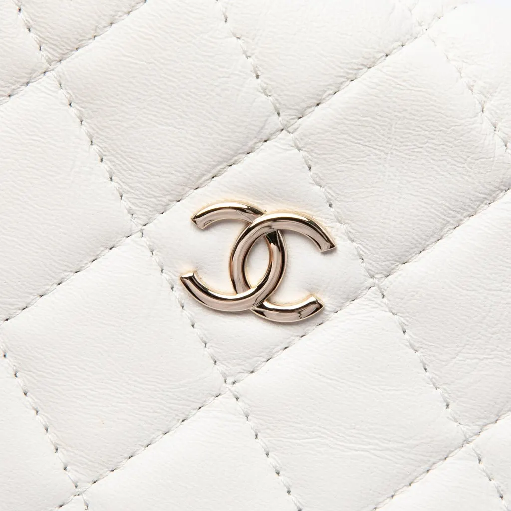 Chanel Mini Quilted Lambskin Chain Around Pouch White Leather Very good - Box View