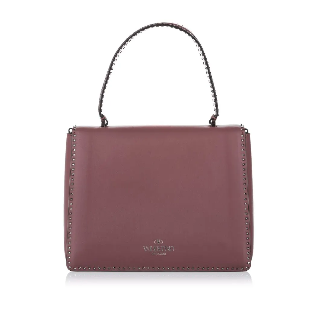 Valentino Rockstud Leather Satchel Pink Leather Very good - Model View