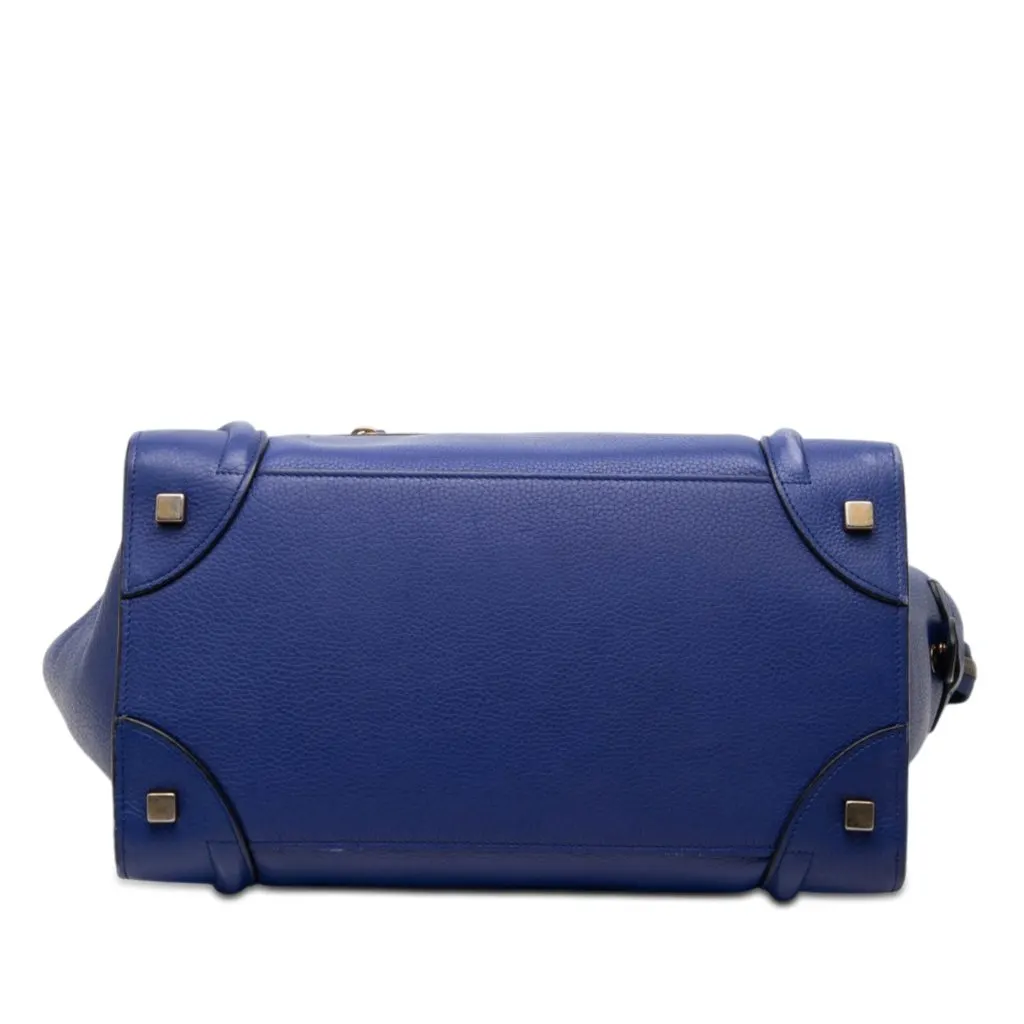 Celine Mini Calfskin Luggage Tote Blue Leather Good - Inside View