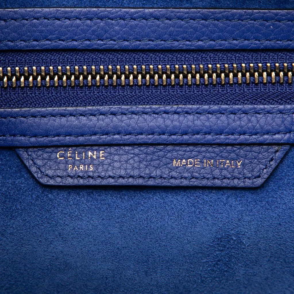 Celine Mini Calfskin Luggage Tote Blue Leather Good - Box View