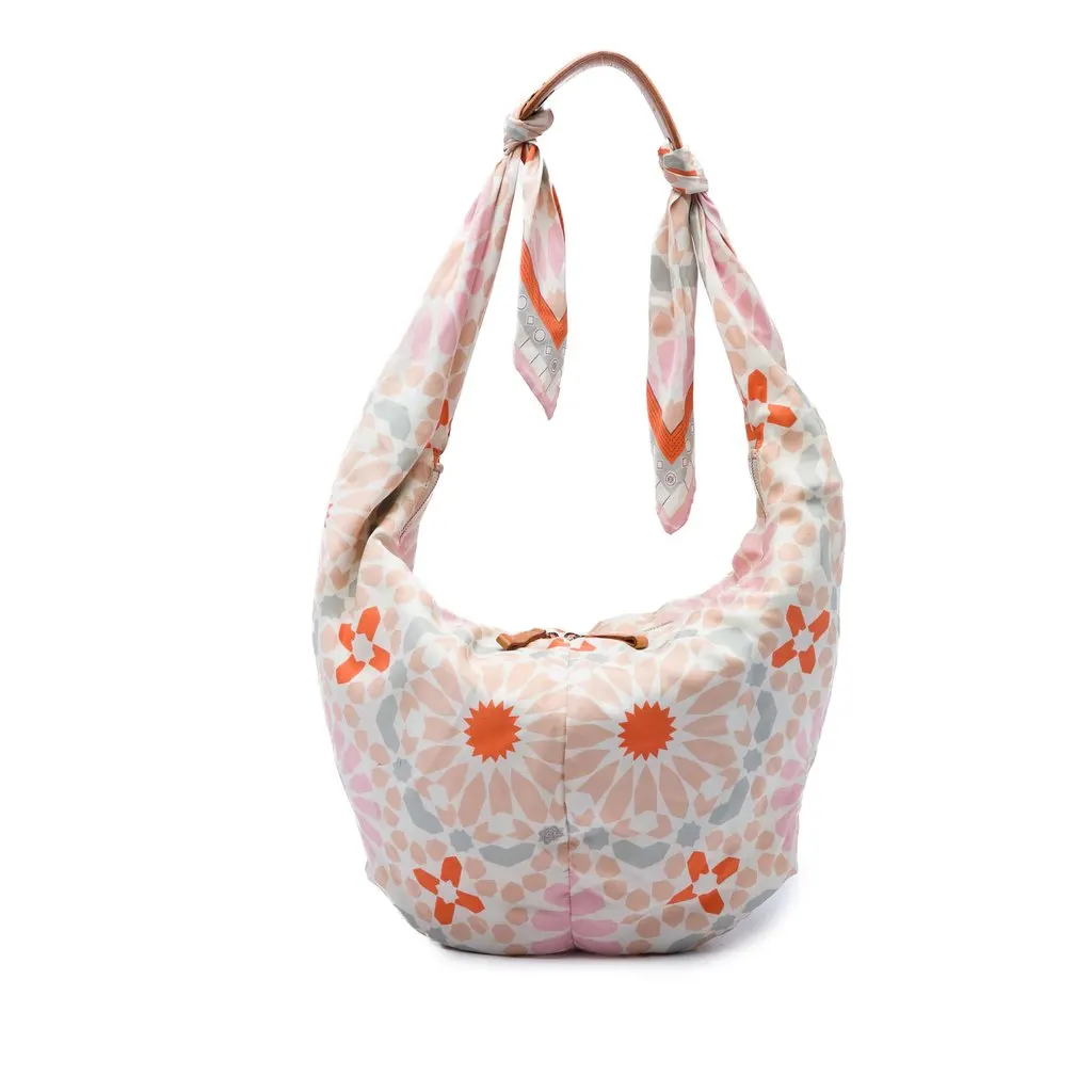 LOEWE Printed Silk Anagram Scarf Hobo White Very good - Front View
