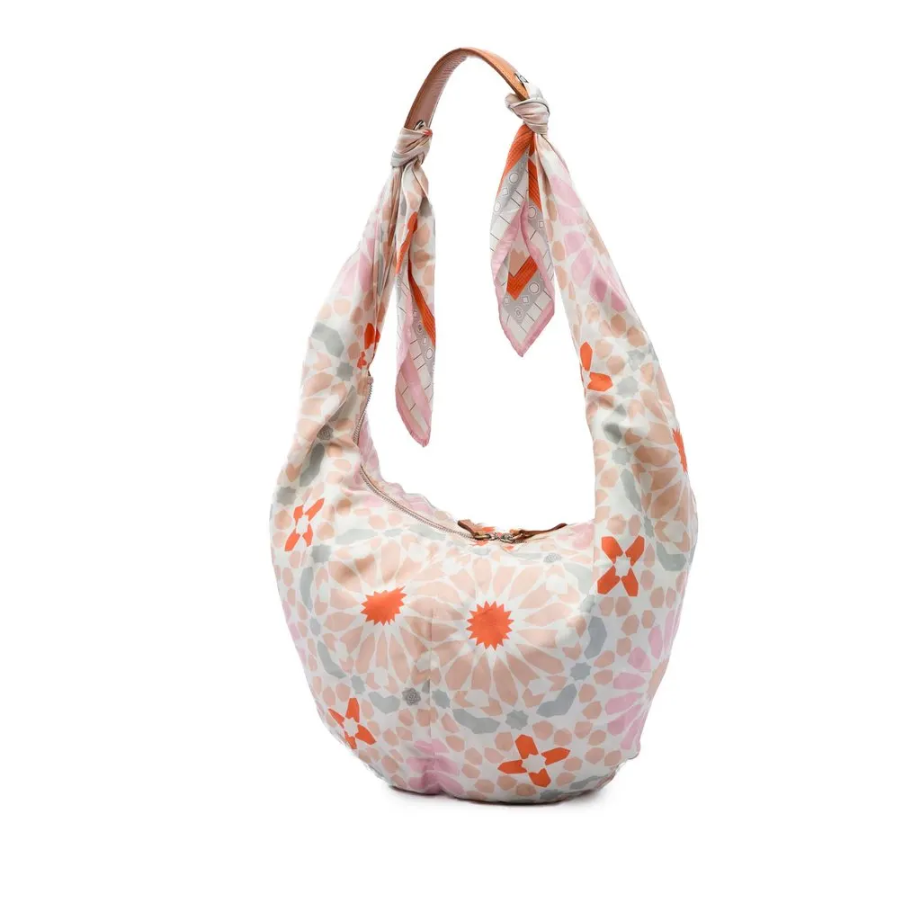 LOEWE Printed Silk Anagram Scarf Hobo White Very good - Back View