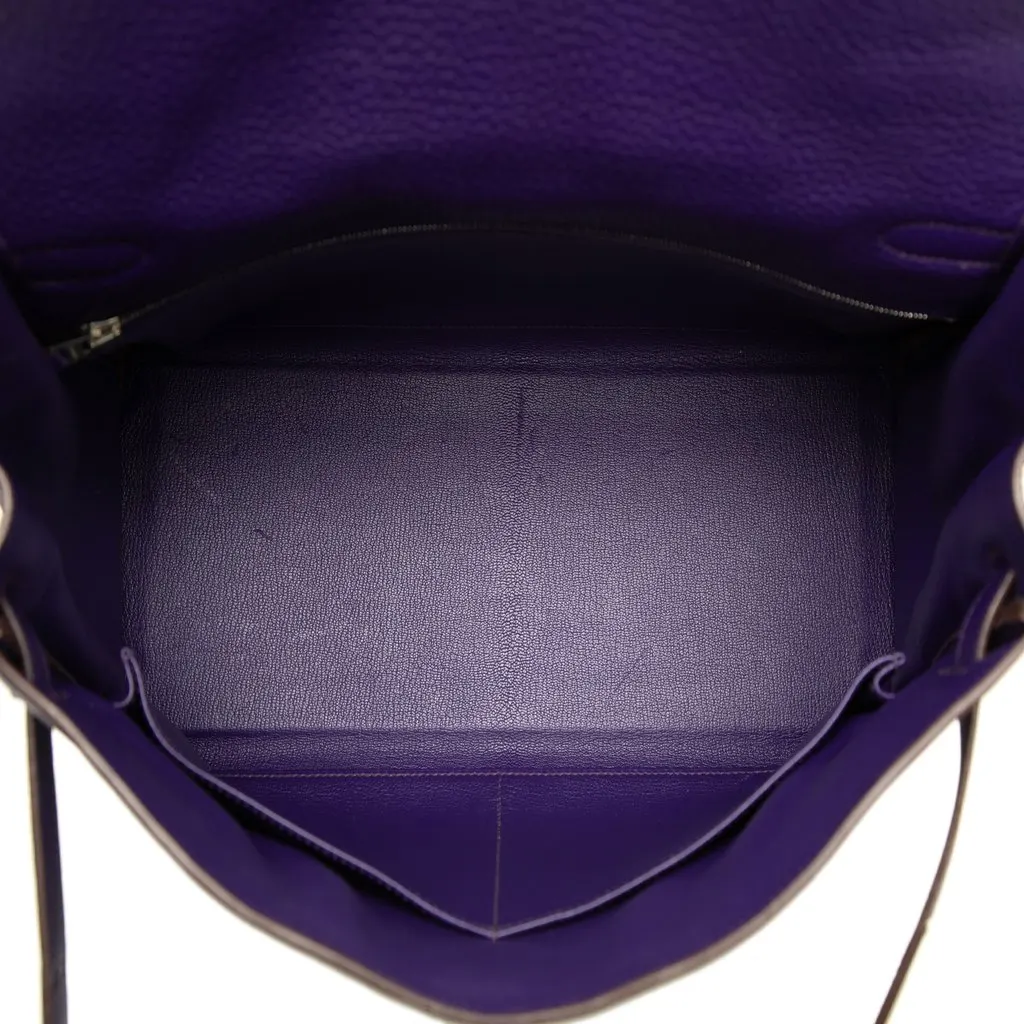 Hermès Clemence Kelly II Retourne 35 Purple Leather Very good - Model View