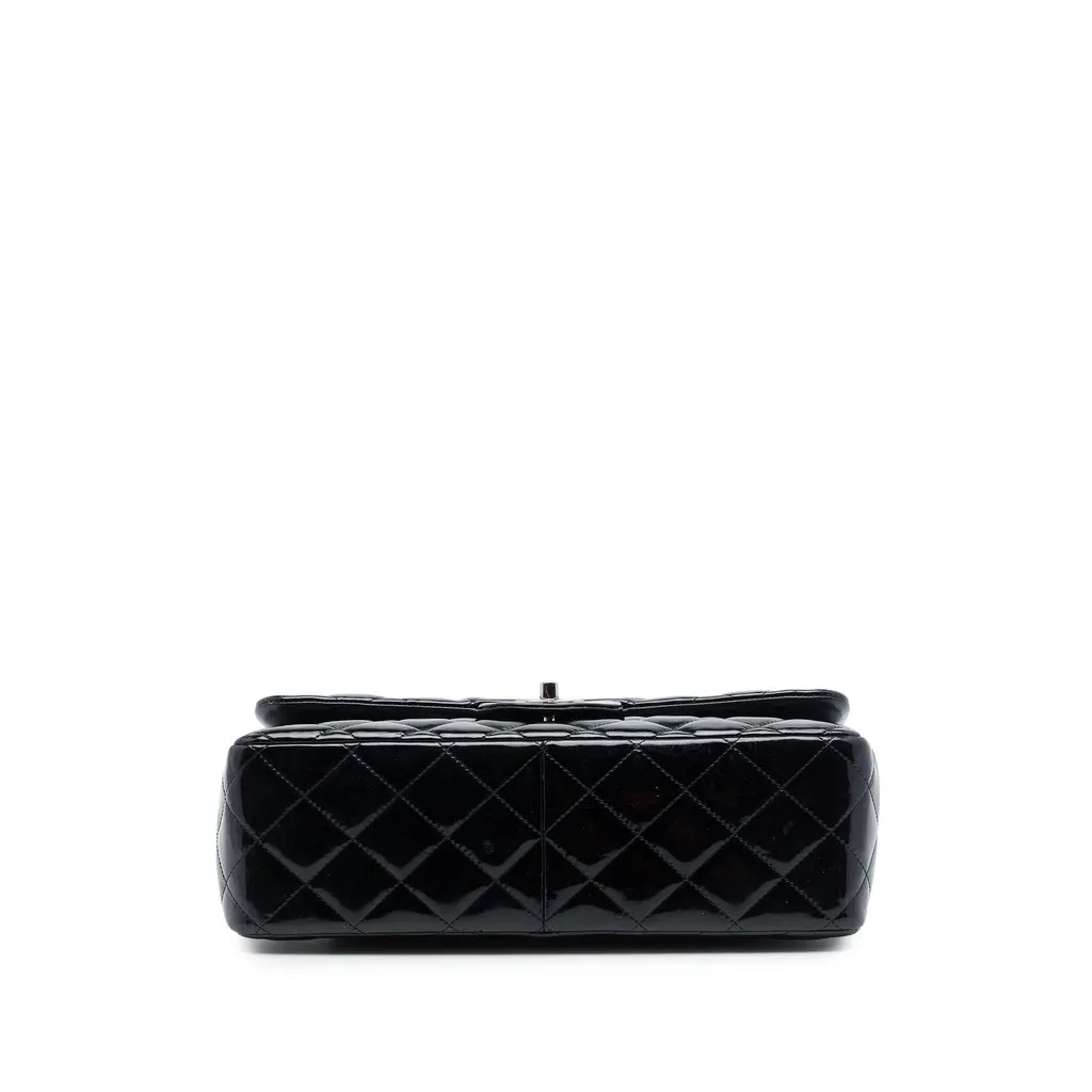 Chanel Jumbo Classic Patent Double Flap Black Leather Good - Inside View
